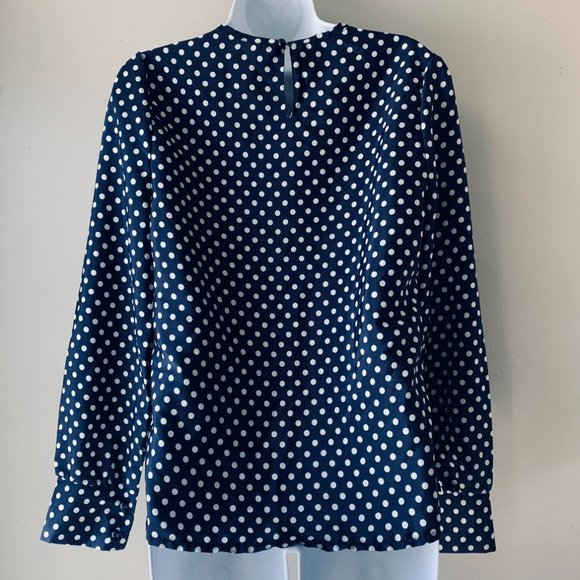 AMAZING LACE  navy polka dots blouse size S - Picture 6 of 9
